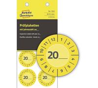Avery Zweckform 7902 - Lote de 80 placas de prueba (20 x x (con número de año para uso propio, autoadhesivas, 30 mm de diámetro, etiquetas de prueba, etiquetas de prueba de vinilo), color amarillo