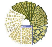AVERY Zweckform 844 pegatinas navideñas con estrellas doradas (pegatinas navideñas, purpurina, pegatinas de estrellas doradas, decoración navideña, manualidades, regalos, tarjetas, bolsas) 20 hojas