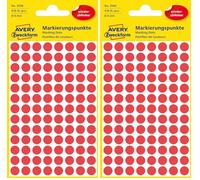 Avery Zweckform etiqueta 8 mm Punto Rojo Marcadores, reutilizables, 416st (Paquete de 2)
