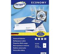 Avery Zweckform europe 100 ELA026 - Etiquetas universales (210 x 148,5 mm, 100 hojas, 200 etiquetas), color blanco