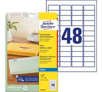 Avery Zweckform J4720-25 Transparent Address Labels 45.7 x 21.2 mm 25 Sheets Ink