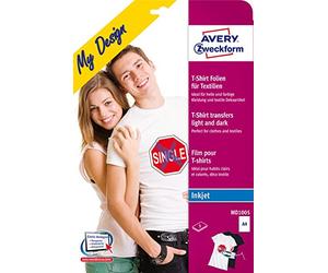 Avery Zweckform - Juego de películas Transparentes para transferencias en Tela (DIN A4, para Telas claras y oscuras, 3 láminas claras, 2 láminas oscuras)