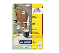 Avery Zweckform L3416-10 - Etiquetas redondas (120 pegatinas en 10 hojas, autoadhesivas, diámetro de 60 mm, A4, para marcar documentos, productos), color blanco