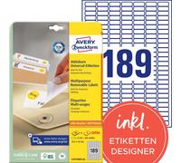 Avery Zweckform L4731REV-25 Universal Labels 25.4 x 10 mm / 25 Sheets / 4725 Lab