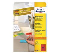 Avery Zweckform L4790-20 Etiquetas removibles A4 38,1 x 21,2 mm rojas (1300 etiquetas)