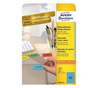 Avery Zweckform L4791-20 Etiquetas removibles A4 38,1 x 21,2 mm azul (1300 etiquetas)