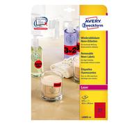 Avery Zweckform L6003-25 Etiquetas removibles neon A4 63,5 x 29,6 mm rojas (675 etiquetas)