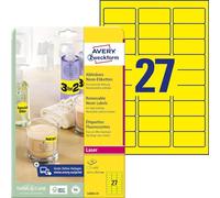 Avery Zweckform L6004-25 - Etiquetas adhesivas (63,5 x 29,6 mm, 675 unidades), color amarillo brillante