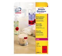 Avery Zweckform L6005-25 Etiquetas neon A4 210 x 297 mm rojas (25 etiquetas)