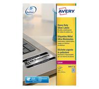 Avery Etiqueta autoadhesiva L6011-20 Plata Rectángulo redondeado Permanente DIN A4 Poliéster