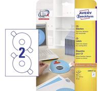 Avery Zweckform L6015-25 - Paquete de 25 etiquetas para CD y DVD, color blanco C