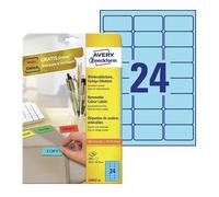 Avery Zweckform L6032-20 Etiquetas extraíbles A4 63,5 x 33,9 mm azul (480 etiquetas)