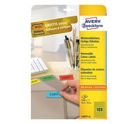 Avery Zweckform L6037-20 Etiquetas extraíbles A4 25,4 x 10 mm amarillas (3780 etiquetas)