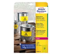 Avery Zweckform L6105-20 Etiquetas resistentes a la intemperie A4 63,5 x 29,6 mm amarillas (540 etiquetas)