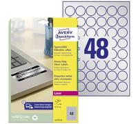 Avery Zweckform L6129-20 - Etiquetas para impresora (impermeables, diámetro 30 mm, 20 hojas, 960 unidades), color plateado