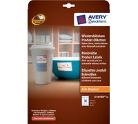 Avery Zweckform L7107REV-20 - Etiquetas para productos (62 x 42 mm, sin recubrir, reutilizables, 20 hojas/360 etiquetas), color blanco