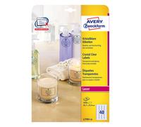 Avery Zweckform L7781-25 Etiquetas transparentes de 45,7 x 25,4 mm (1000 etiquetas)