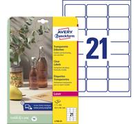 Avery-Zweckform L7782-25 Etiqueta Film 63.5x38.1mm Poliéster Transparente 525pcs