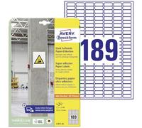 Avery Etiquetas de papel l7871 – A4, 3.780 uds, muy resistentes, 25,4×10 mm, 20 hojas, blanco