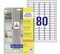 Avery Zweckform l7872 - 20 etiquetas de papel (A4, 1600 unidades, muy resistente, 35,6 x 16,9 mm, 20 hojas), color blanco