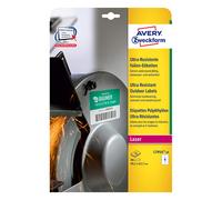 Avery España L7914-10 - Pack de 10 hojas de etiquetas de seguridad, 99.1 x 67.7 mm, color blanco
