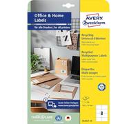 AVERY Zweckform LR3427-10 - Etiquetas reciclables (80 etiquetas para direcciones, 105 x 74 mm en A4, papel reciclado 100% reciclado, etiquetas de envío, autoadhesivas, 10 hojas), color blanco
