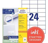 AVERY Zweckform LR3657 - Etiquetas reciclables (4000 unidades, 48,5 x 25,4 mm en A4, papel reciclado 100% reciclado, imprimibles individualmente, autoadhesivas), 100 hojas, color blanco natural