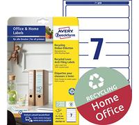 Avery Zweckform LR4760-10 - Etiquetas Adhesivas, color Blanco, 38x192 mm, 10 Hojas, 70 Unidades