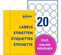 AVERY Zweckform P3413-25 Etiquetas redondas (500 puntos adhesivos, diámetro de 45 mm en A4, pegatinas redondas para imprimir, etiquetas autoadhesivas de productos autoadhesivos, etiquetas de mermelada