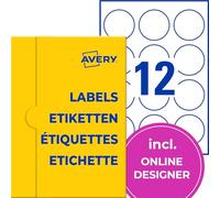 AVERY Zweckform P3416-25 Etiquetas redondas (300 puntos adhesivos, diámetro de 60 mm en A4, pegatinas redondas para imprimir, etiquetas de productos autoadhesivas, etiquetas de mermelada permanentes),