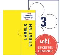 AVERY Zweckform P4870-50 Etiquetas para nombre (150 pegatinas redondas, diámetro de 100 mm en A4, autoadhesivas, imprimibles de seda de acetato para impresora láser, se pueden quitar sin dejar