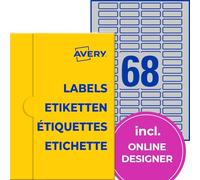 AVERY Zweckform Placa de identificación (1.700 pegatinas, 40 x 12 mm en A4, autoadhesivas, resistentes, resistentes a la intemperie, lámina adhesiva imprimible, en blanco), 25 hojas, color plateado