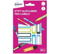 AVERY Zweckform RESMI30G Pegatinas para nombre, bolígrafos infantiles, 30 unidades (50 x 10 mm, papel, pegatinas autoadhesivas para bolígrafo, etiquetas para rotuladores, mini etiquetas para nombre