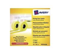 Avery Zweckform YPLP1626 - Rollo de etiquetas para precios (2 líneas, 16 x 26 mm, 10 rollos/12.000 etiquetas), color amarillo