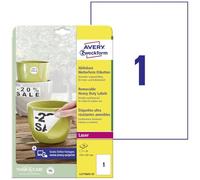 AveryEspaña L4775REV-20 Etiquetas resistentes al agua despegables, 210x297 mm blancas caja de 20 etiquetas