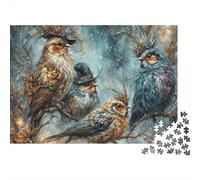Aves artísticas Vintage Puzzle de 1000 Piezas Papel Escena de Animales del Bosque Puzzle para Adultos Relajación Concentración Regalo Decoración hogar 52x38cm/1000pcs