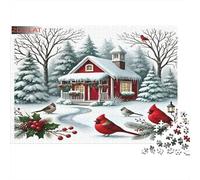 Aves de cabaña de Invierno Puzzles 1000 Piezas Papel Reciclado para Adultos Puzzle para Adultos Juego Familiar Divertido Juego Educativo con desafío para Hombres y Mujeres 52x38cm/1000pcs
