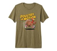 Aves de Corral en Movimiento Día de Acción de Gracias Divertido Correr Pavo Juego de Palabras Camiseta Premium