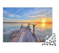 Aves del Muelle del Atardecer Rompecabezas 1000 Piezas Acertijos Inteligentes Decoración Familiar Adultos Papel Regalo Hombre Mujer Navidad 38x26cm/1000pcs