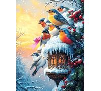 Aves en una Escena de Invierno nevado Puzzle 300 Piezas Papel Mayores Vida Silvestre y Plantas Terapia Ocupacional Entretenimiento Sin Pantalla para Navidad Regalo Original 300 PCS