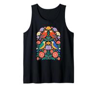 Aves Folk Art Simetría Floral Patrón Naturaleza Escandinava Camiseta sin Mangas