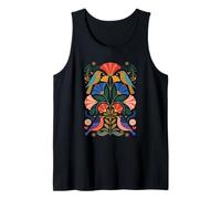 Aves Folk Art Simetría Floral Patrón Naturaleza Escandinava Camiseta sin Mangas