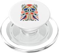 Aves Folk Art Simetría Floral Patrón Naturaleza Escandinava PopSockets PopGrip para MagSafe