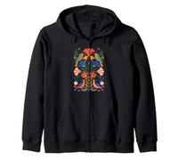 Aves Folk Art Simetría Floral Patrón Naturaleza Escandinava Sudadera con Capucha