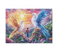 Aves Gigantes y un niño en el Camino de la montaña Puzzles 500 Piezas Desafío Nivel Difícil Rompecabezas para Adultos Aliviar Estrés Decoración Hogar DIY Moderno Portátil 500 PCS