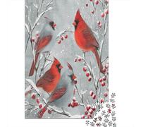 Aves invernales Rompecabezas para Adultos |Estilo artístico de cardenales| 52x38cm/1000pcs Juegos EduGatoivos De Decoración del Hogar