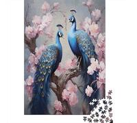 Aves Pavos Reales Rompecabezas para Adultos 52x38cm/1000pcs,Juegos De Desafío De Pintura Floral artística