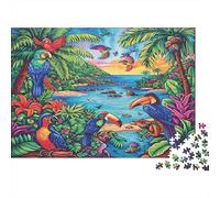 Aves Tropicales Rompecabezas 1000 Piezas De Cartón Grueso Costa Loros Juego De Rompecabezas Anti Estrés Adultos para Rompecabezas De Office Break como Regalo Original 52x3