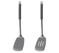 Avesteir 2 Piezas Espatula Silicona, Espátulas de Cocina Antiadherente Resistente al Calor 35cm, Espátulas de Silicona con Núcleo Acero Inoxidable, Utensilios de Cocina para Hornear Tortitas (Gris)