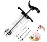Avesteir 30ml Jeringuilla Grande con 3 Agujas de Acero Inoxidable para Carne y 1 Cepillo de Limpieza, Inyector Salsas, Jeringa de Cocina, Jeringas Medidoras para Cocinar en Casa y Hacer Barbacoas